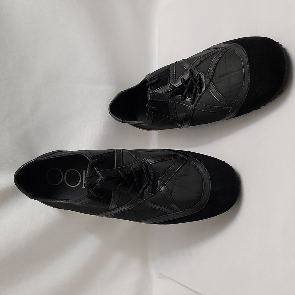 Jimmy Choo Kato Low Lace-up Black Leather Nylon Casual Sneakers (W Size 40)
